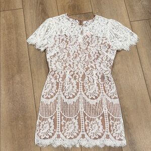 entro White Lace Mini Dress with Blush Lining